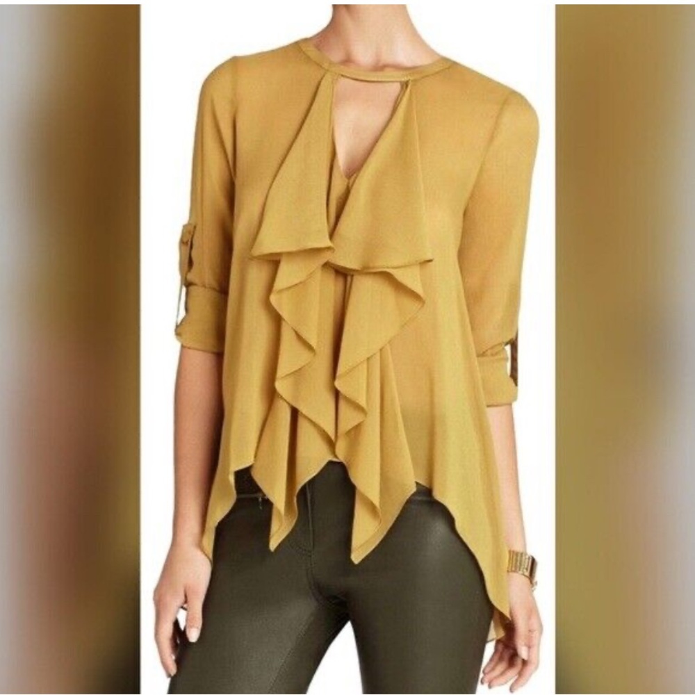 BCBG MAXAZRIA BLOUSE 100% Silk 
OLIVE GREEN